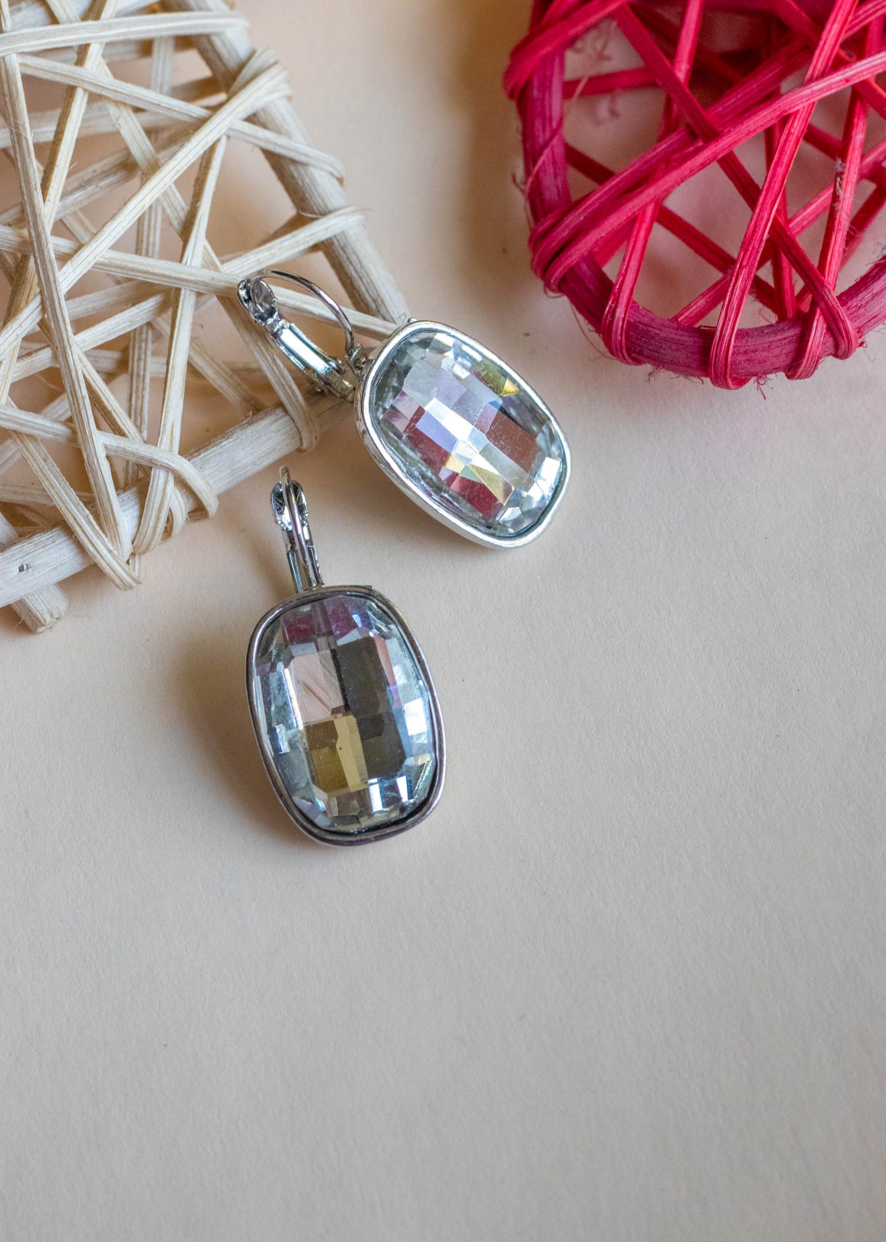 White Stone Drop Earrings
