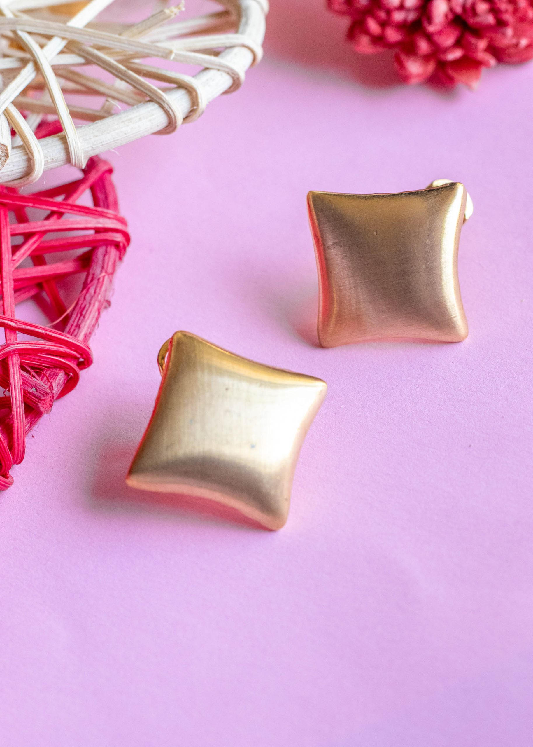 Gold Matte Finish Stud Earrings