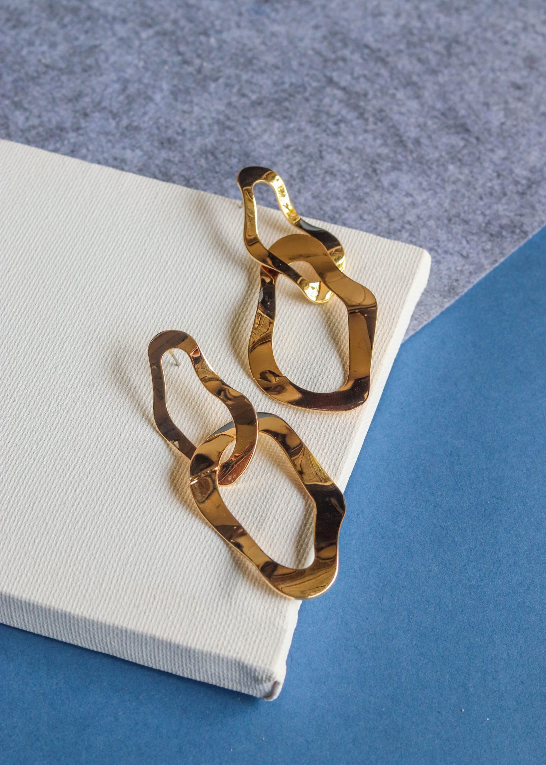 Asymetrical Gold Dangler Earrings