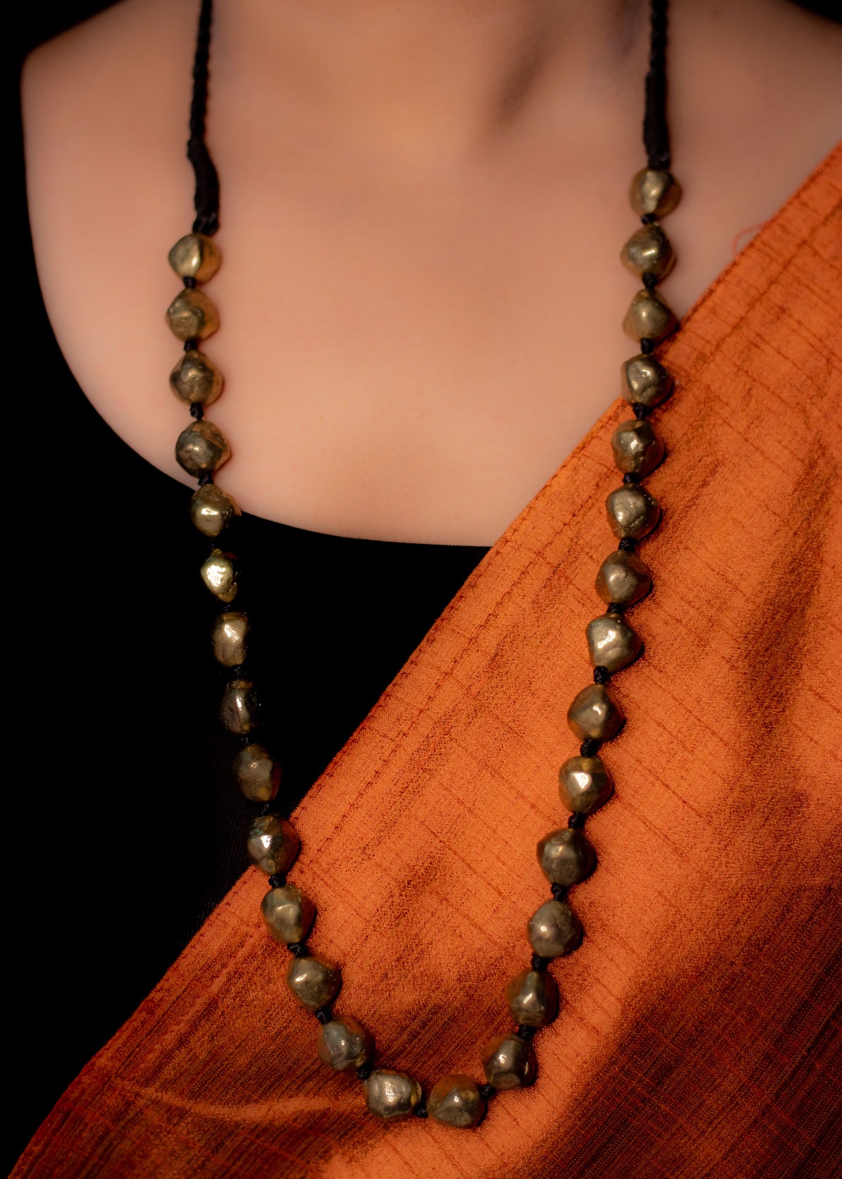 Gold Plated Brass Round Beads Adjustable Neckpiece