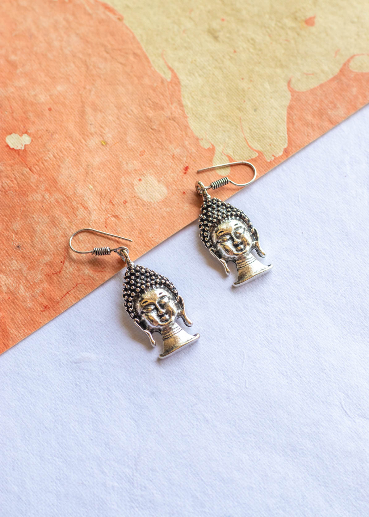 Quirky Silver Buddha Small Dangler Earrings