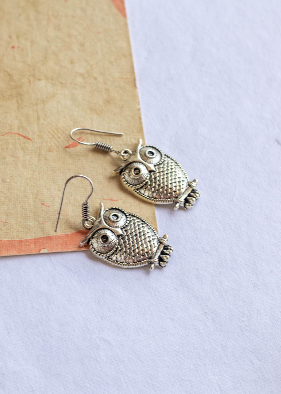Silver Owl Small Dangler Earrings