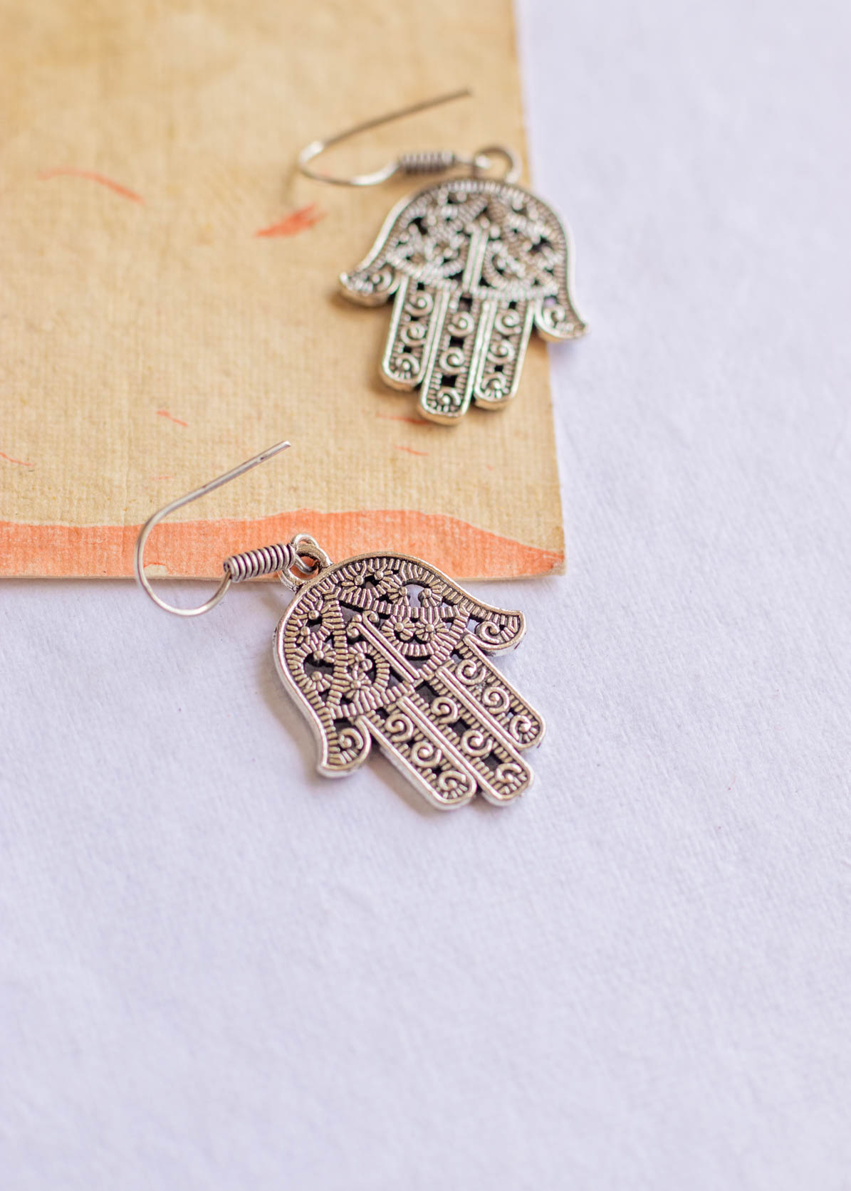 Quirky Silver hand Dangler Earrings
