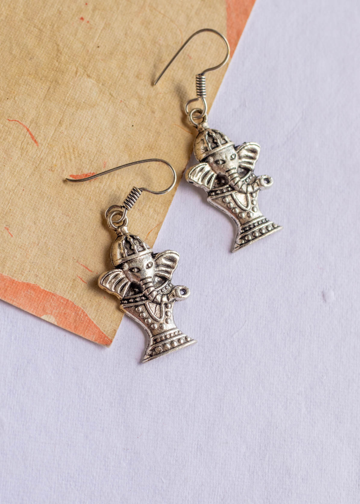 Quirky Silver Ganpati Dangler Earrings