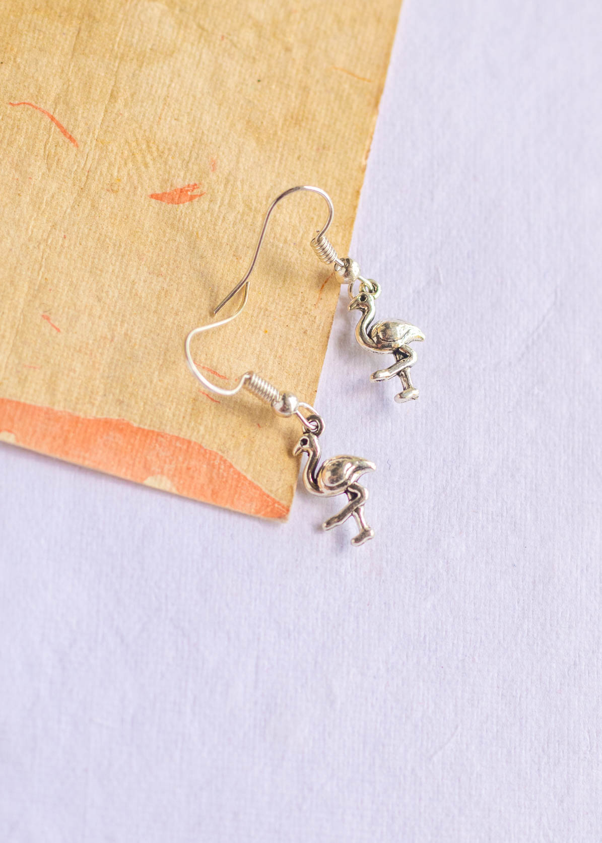 Quirky Silver Flemingo Dangler Earrings
