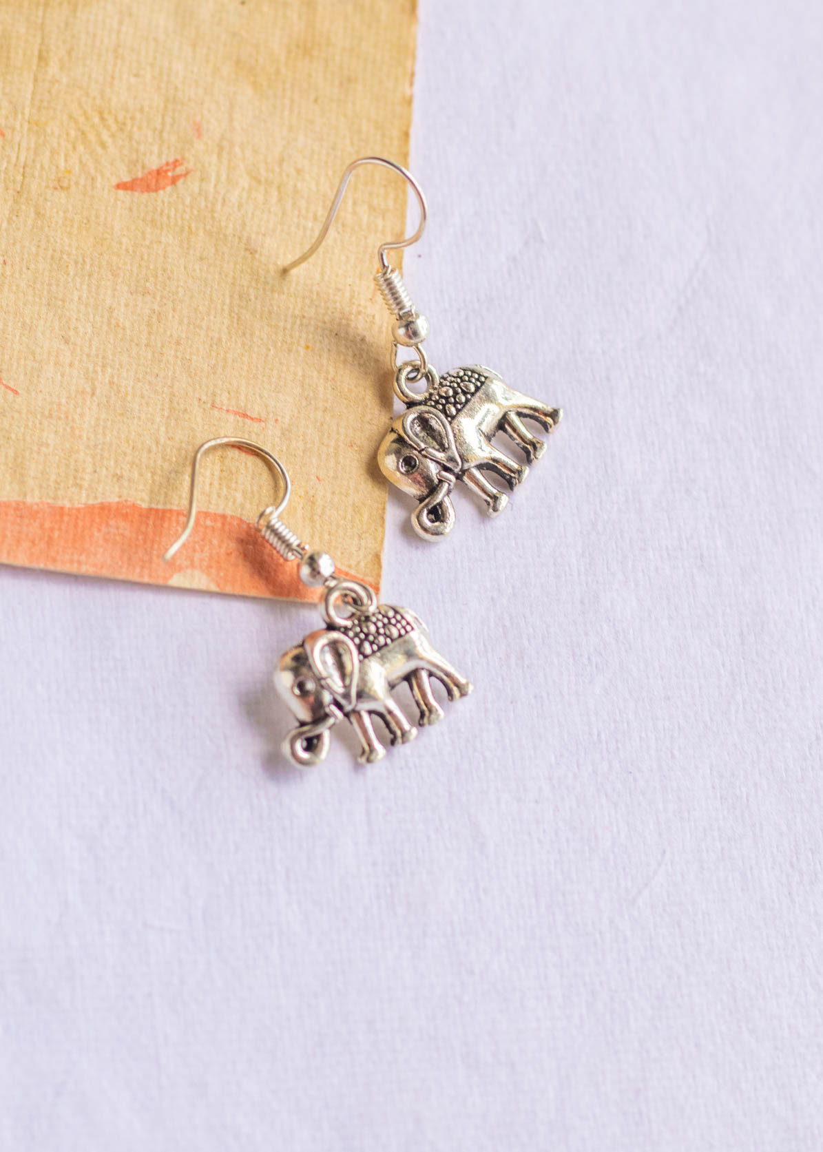 Quirky Silver Tiny Elephant Dangler Earrings