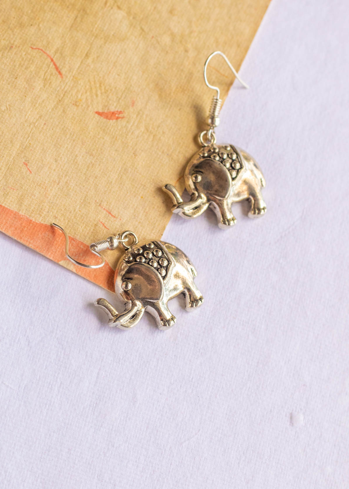Quirky Silver Elephant Dangler Earrings