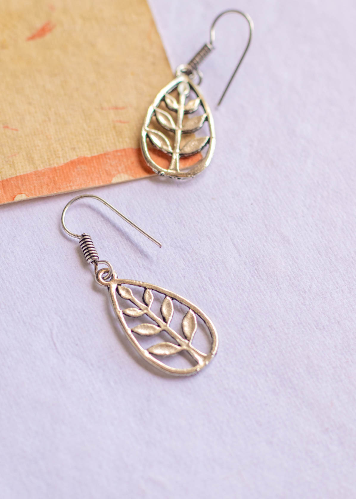 Quirky Silver Leaf Drop Dangler Earrings