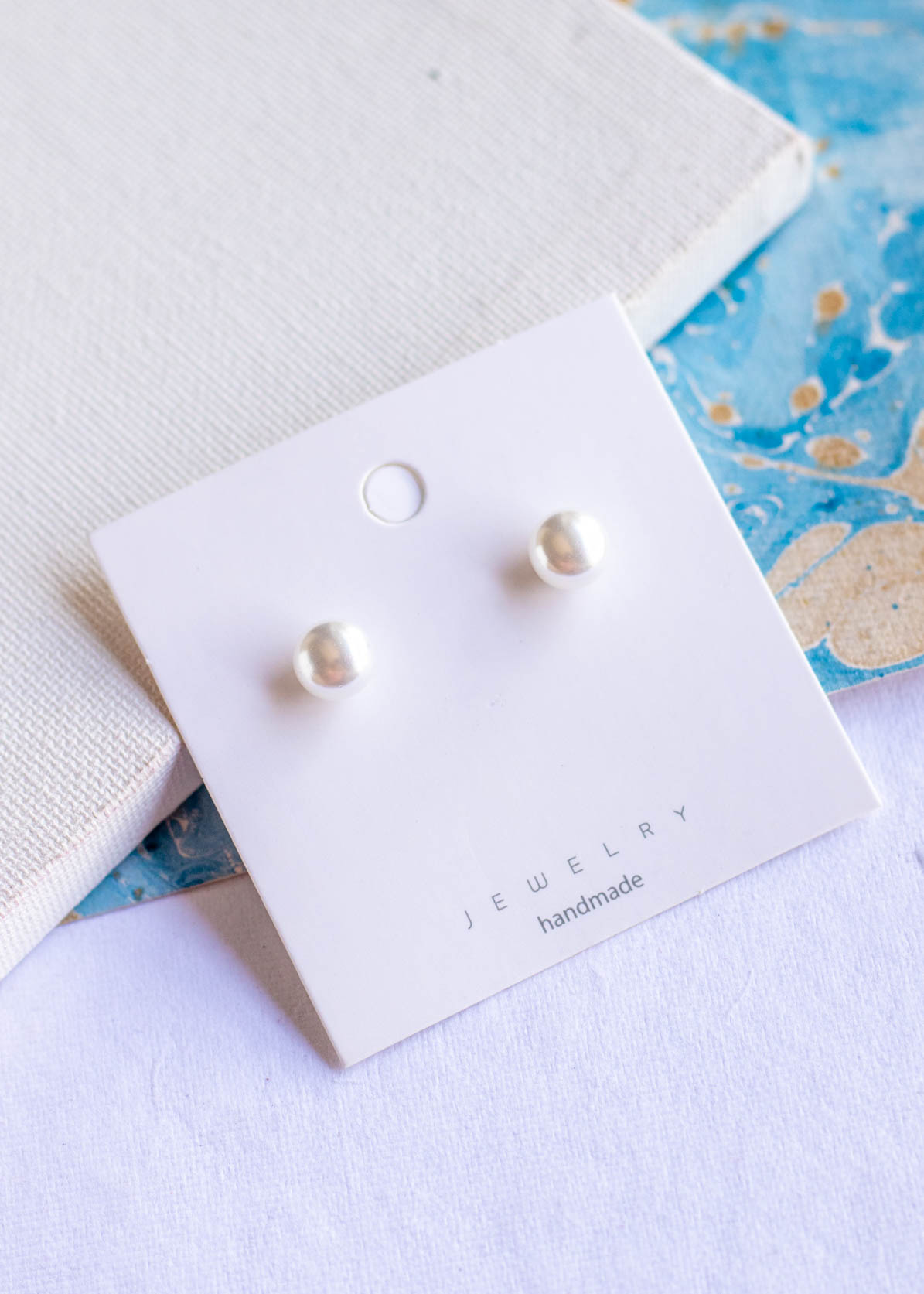 White Pearl Small Stud Earrings