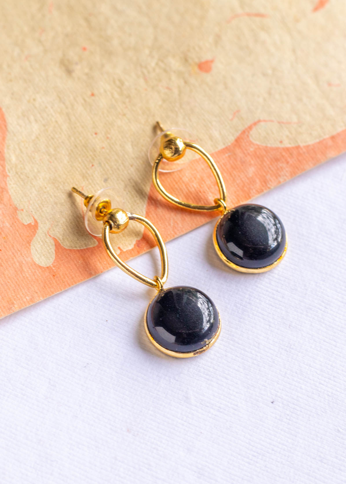 Black Quartz Stone Dangler Earrings
