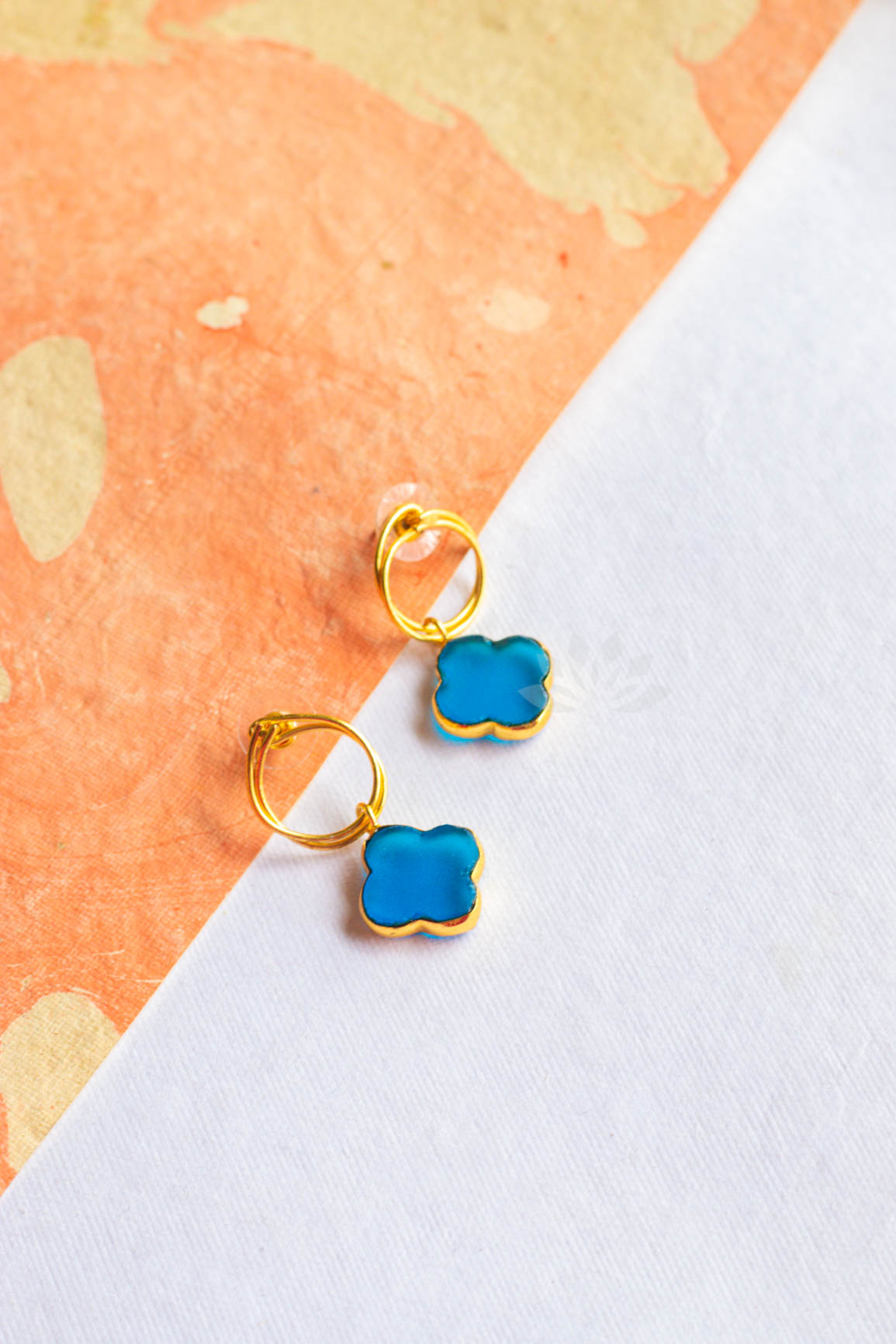Natural Stone Gold Dangler Earrings