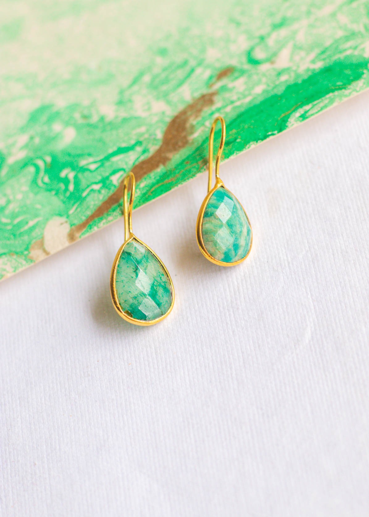 Limar Stone Gold Drop Dangler Earrings