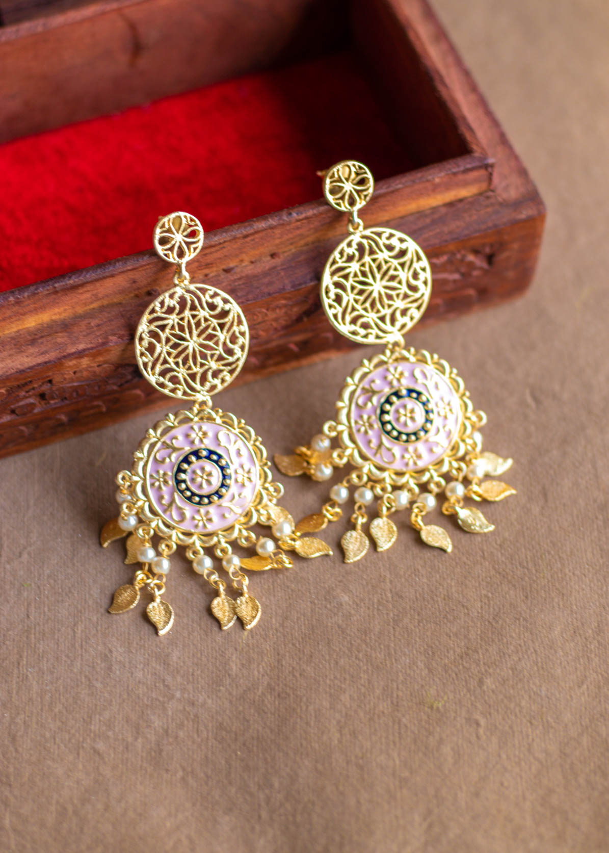 Pink Meenakari Lightweight Dangler Earrings