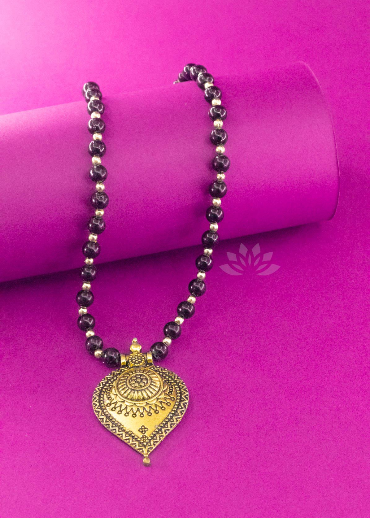Gold Pendant Black Beads Mangalsutra