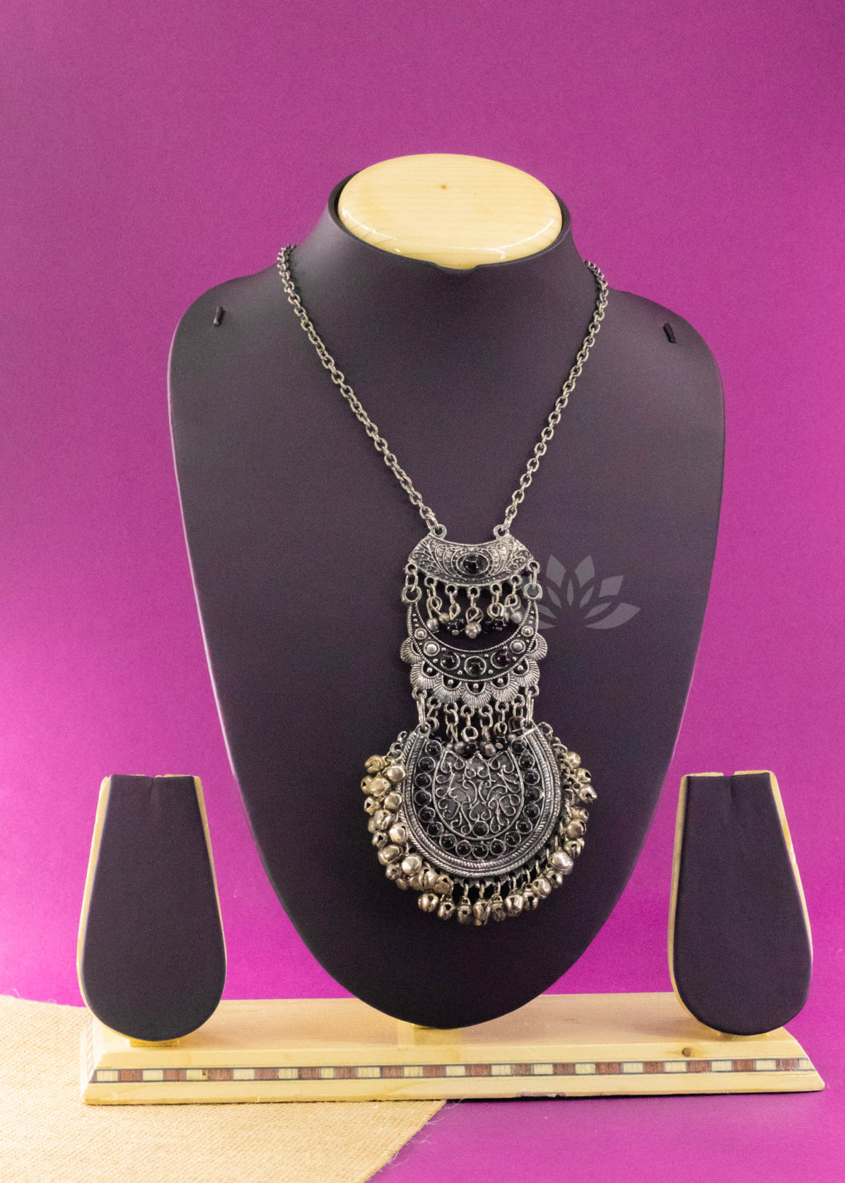 Silver Brass Long Chain Pendant Neckpiece