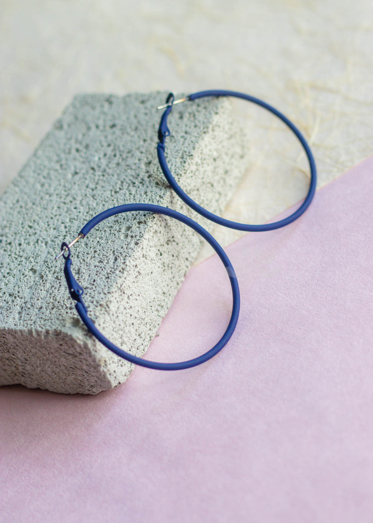 Blue Acrylic Matte Finish Hoop Earrings
