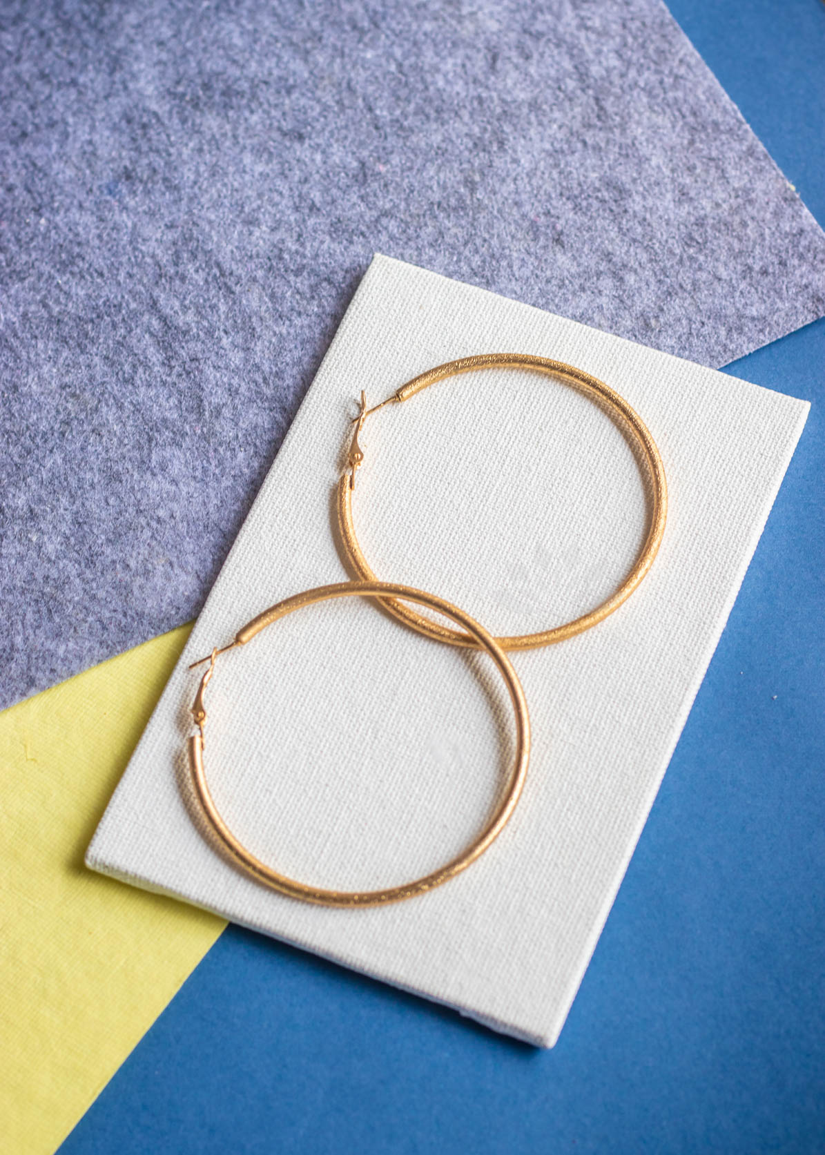 Gold Matte Textured Round Circle Hoop Earrings