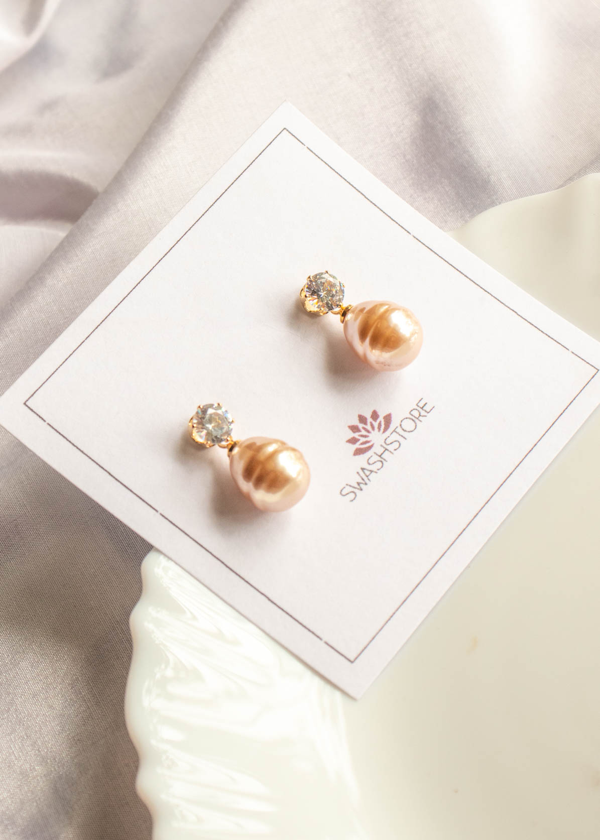 Pearl Small Stone Stud Earrings