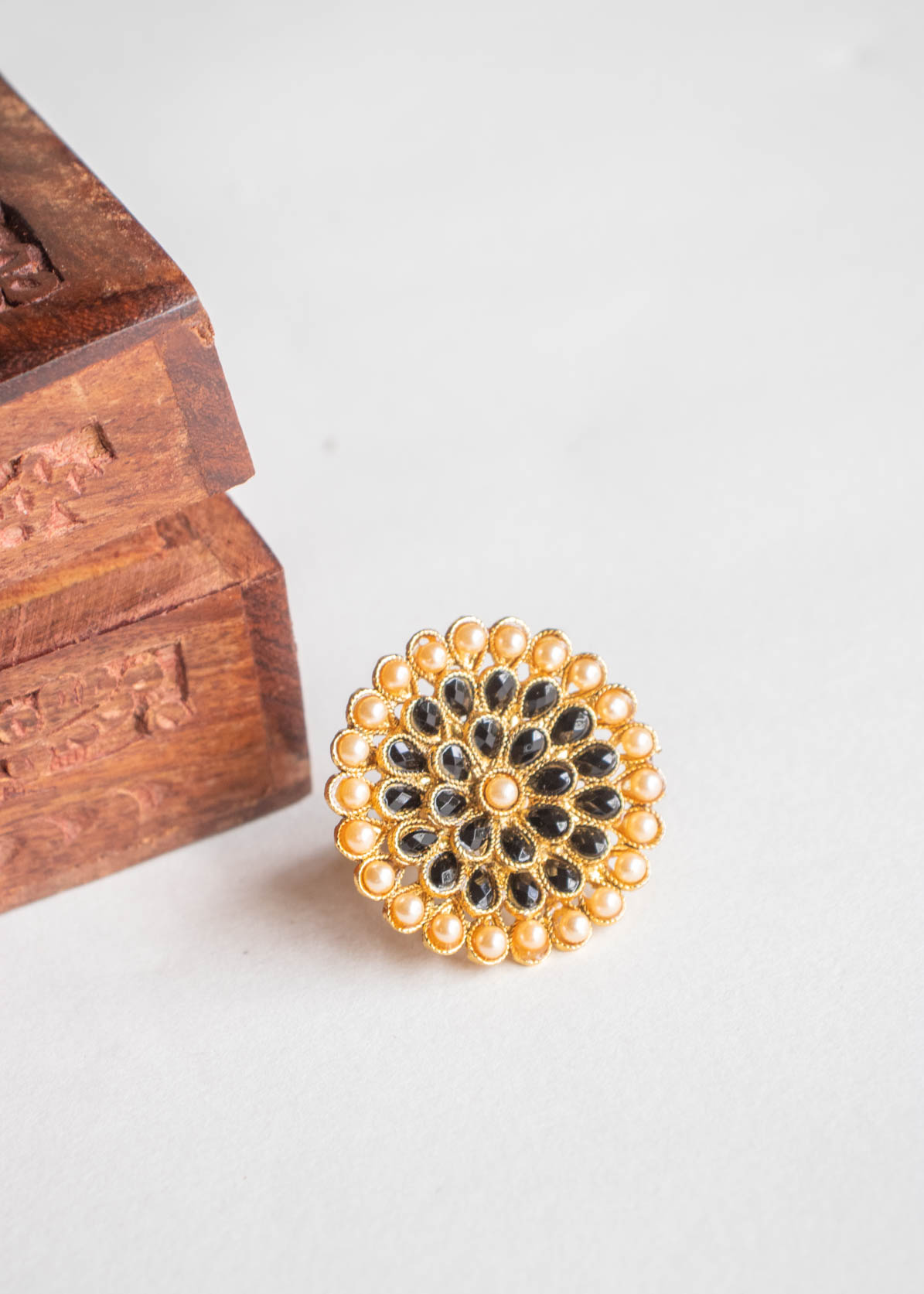 Pearl Ethnic Adjustable Finger Ring