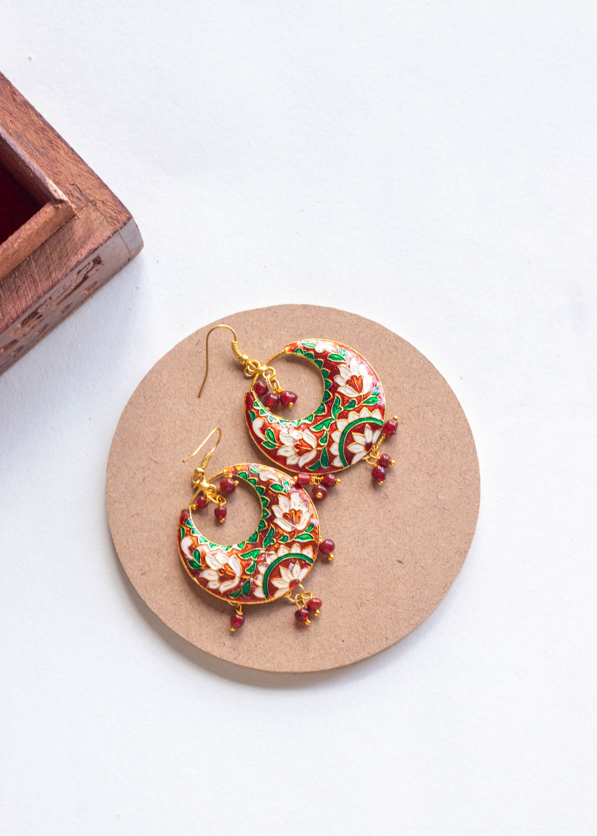 Red Meenakari Dangler Earrings