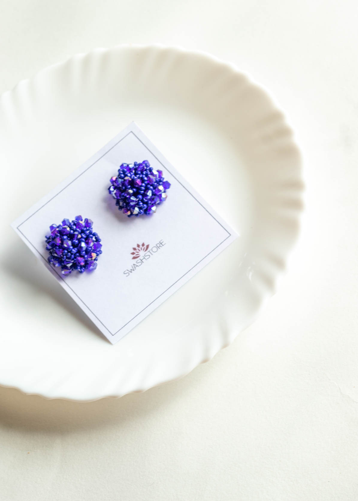 Beads Blue Stud Earrings