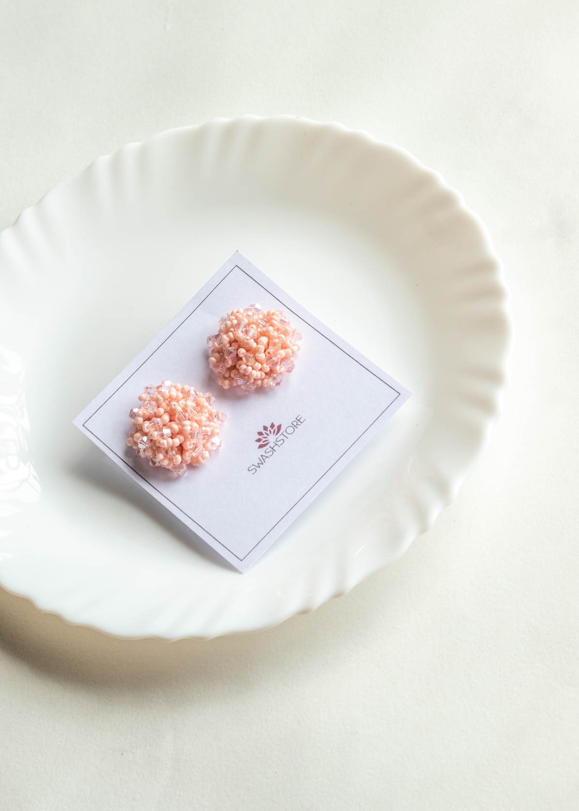 Beads Pink Stud Earrings