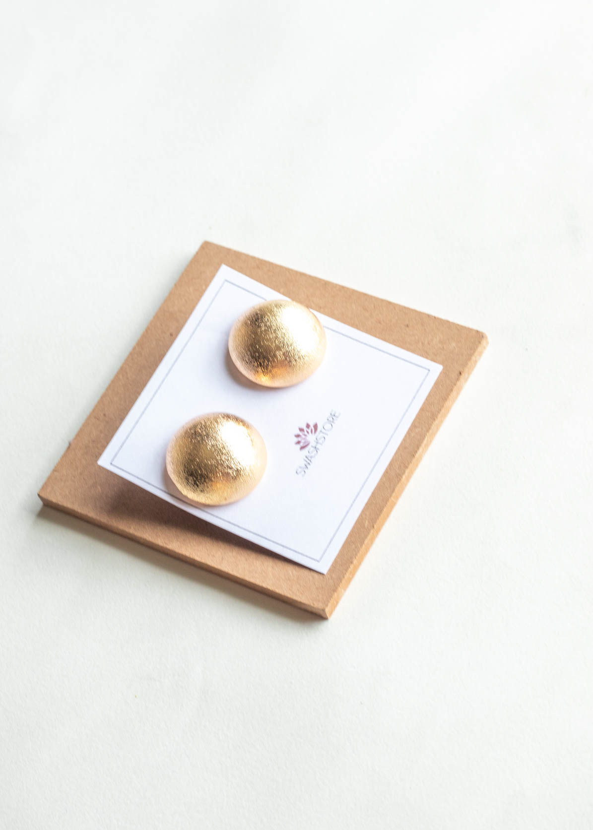 Gold Matte Finish Round Stud Earrings