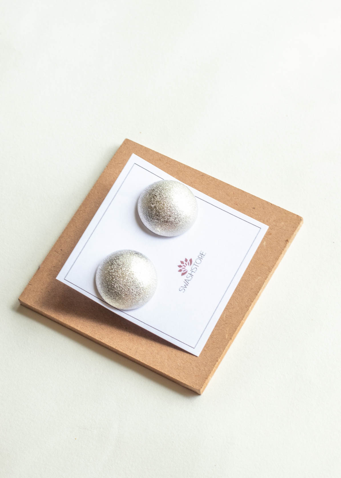 Silver Matte Finish Round Stud Earrings