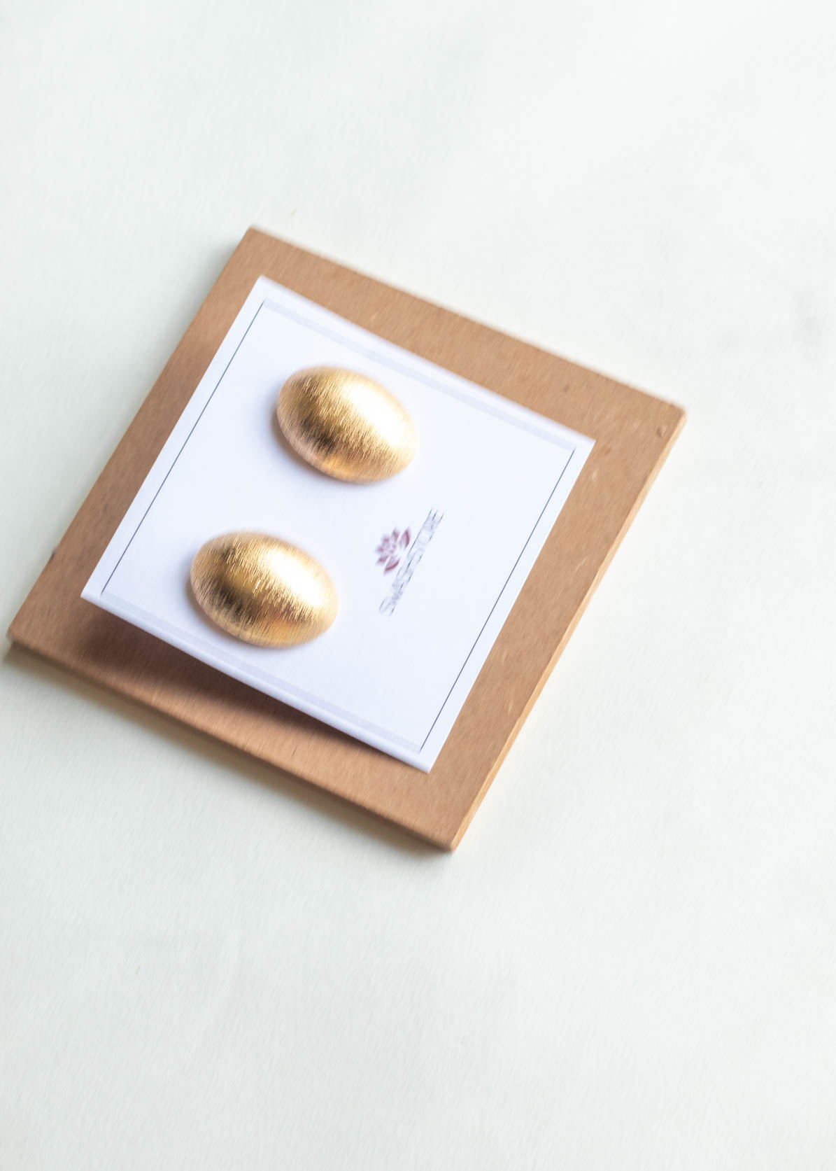 Gold Matte Finish Oval Stud Earrings