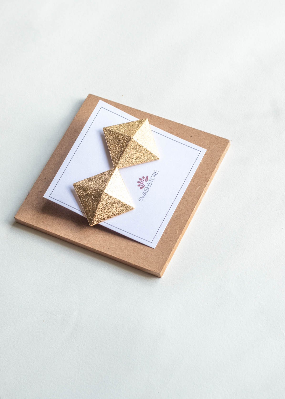 Gold Matte Finish Square Stud Earrings