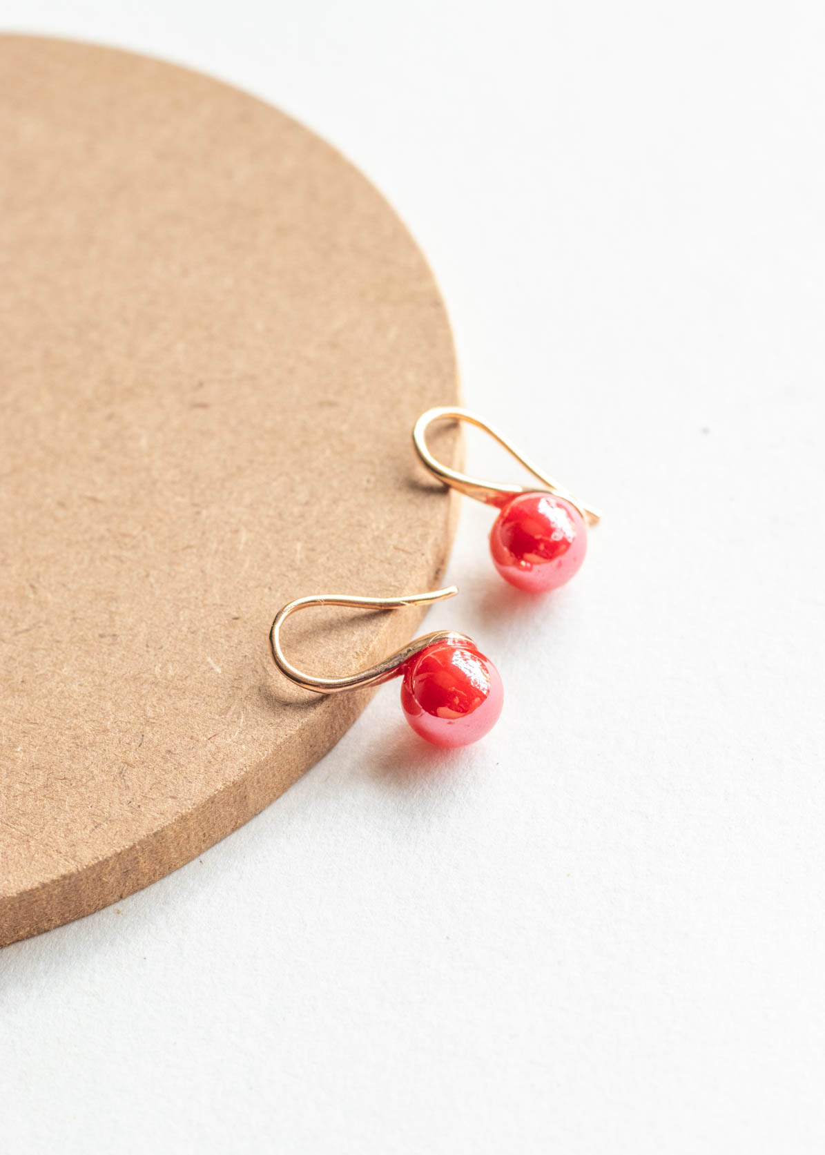 Pearl Red Small Dangler Earrings