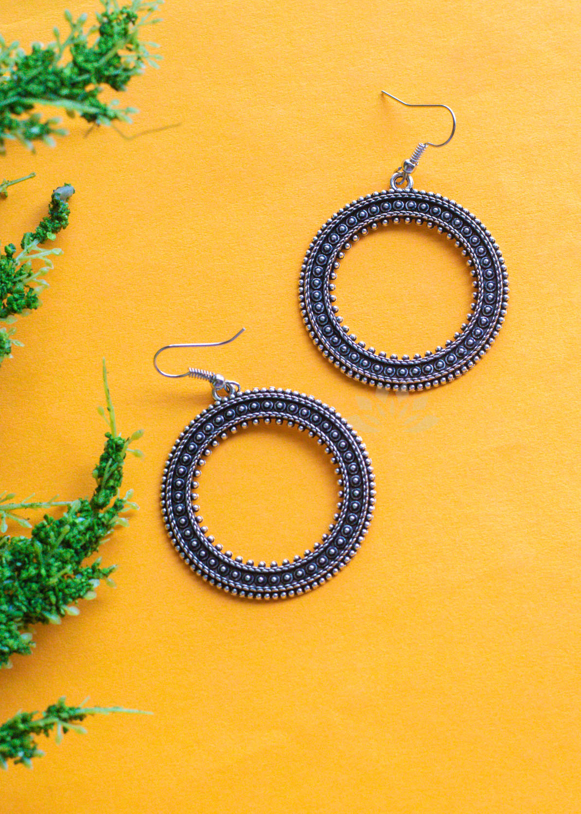 Silver Round Daily Wear Dangler Earrings