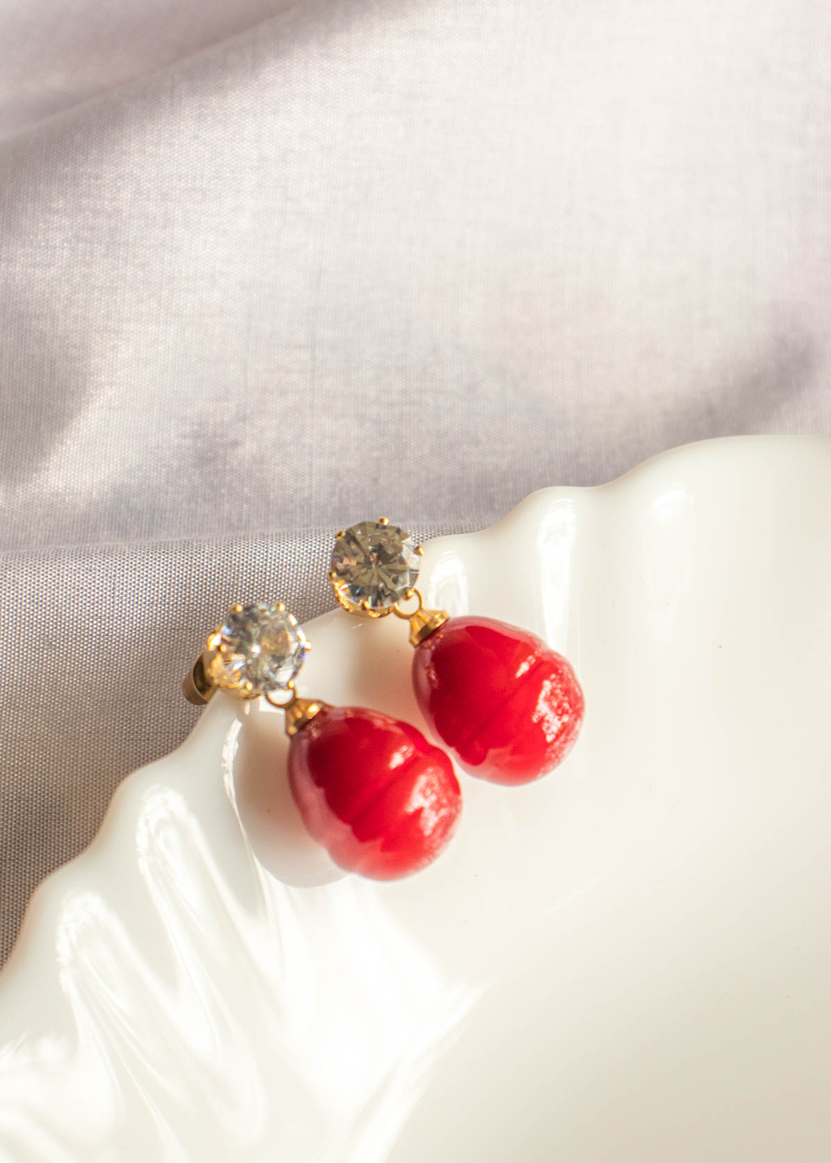 Pearl Small Stone Stud Earrings