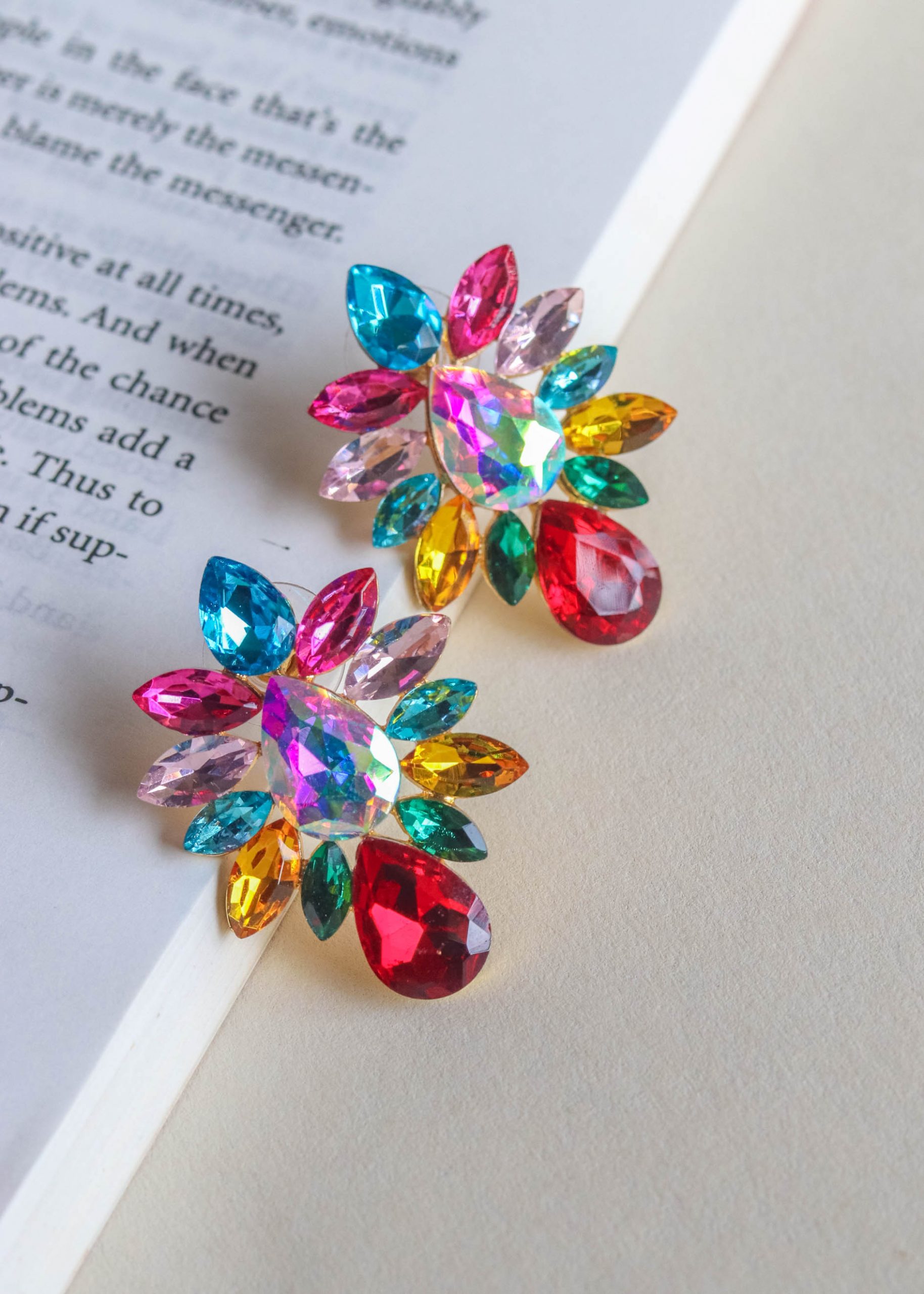 Multicolor Crystal Stone Stud Earrings