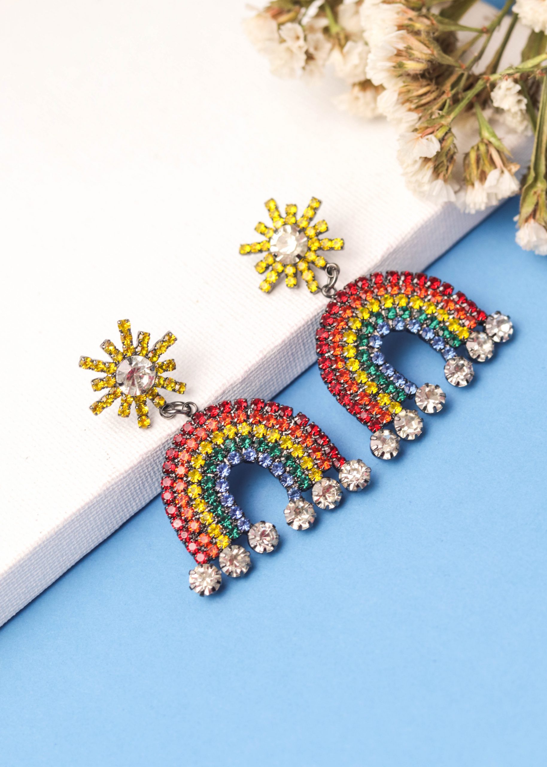 Rainbow Stone Dangler Earrings