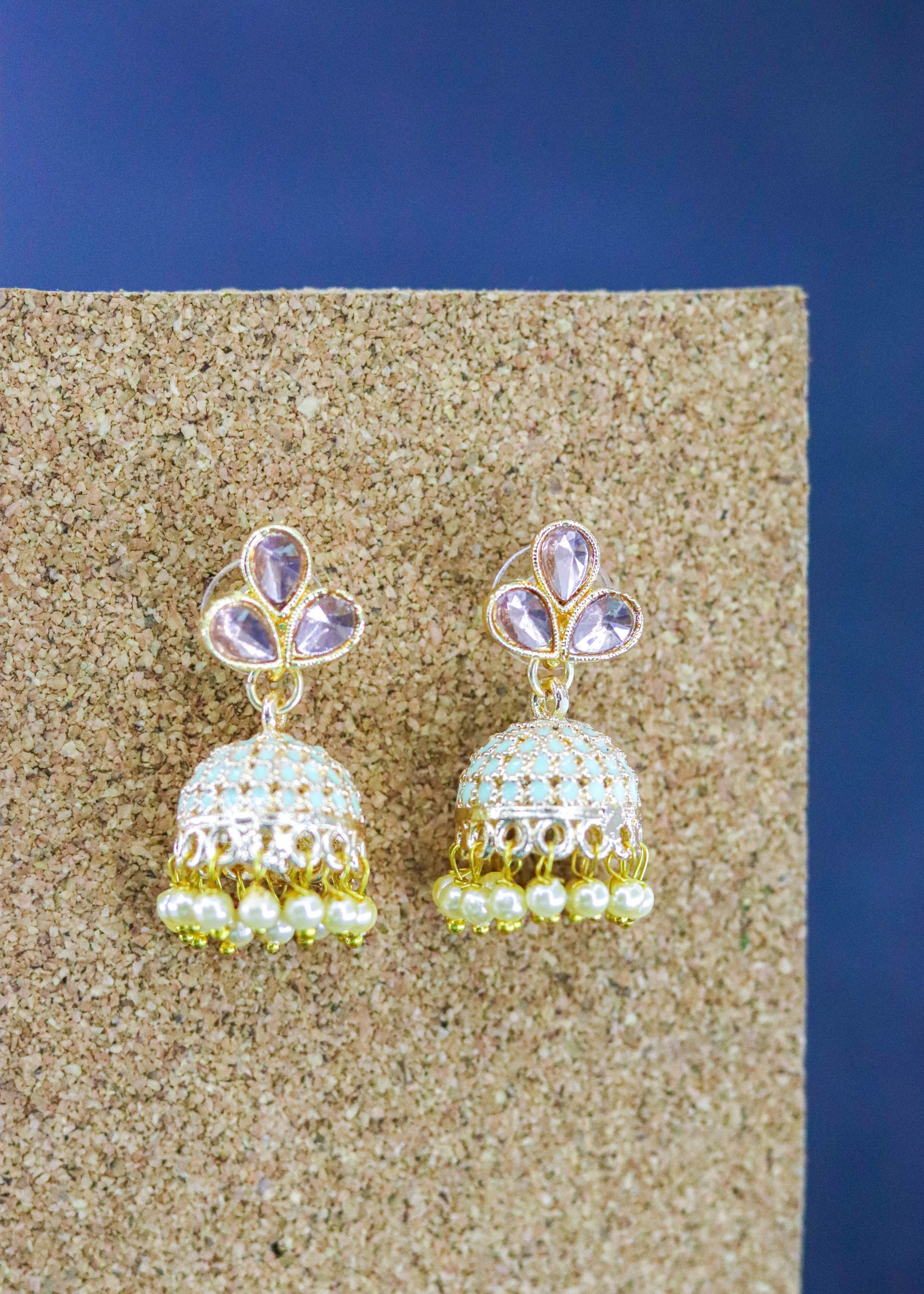 Meenakari Small Jhumka Earrings