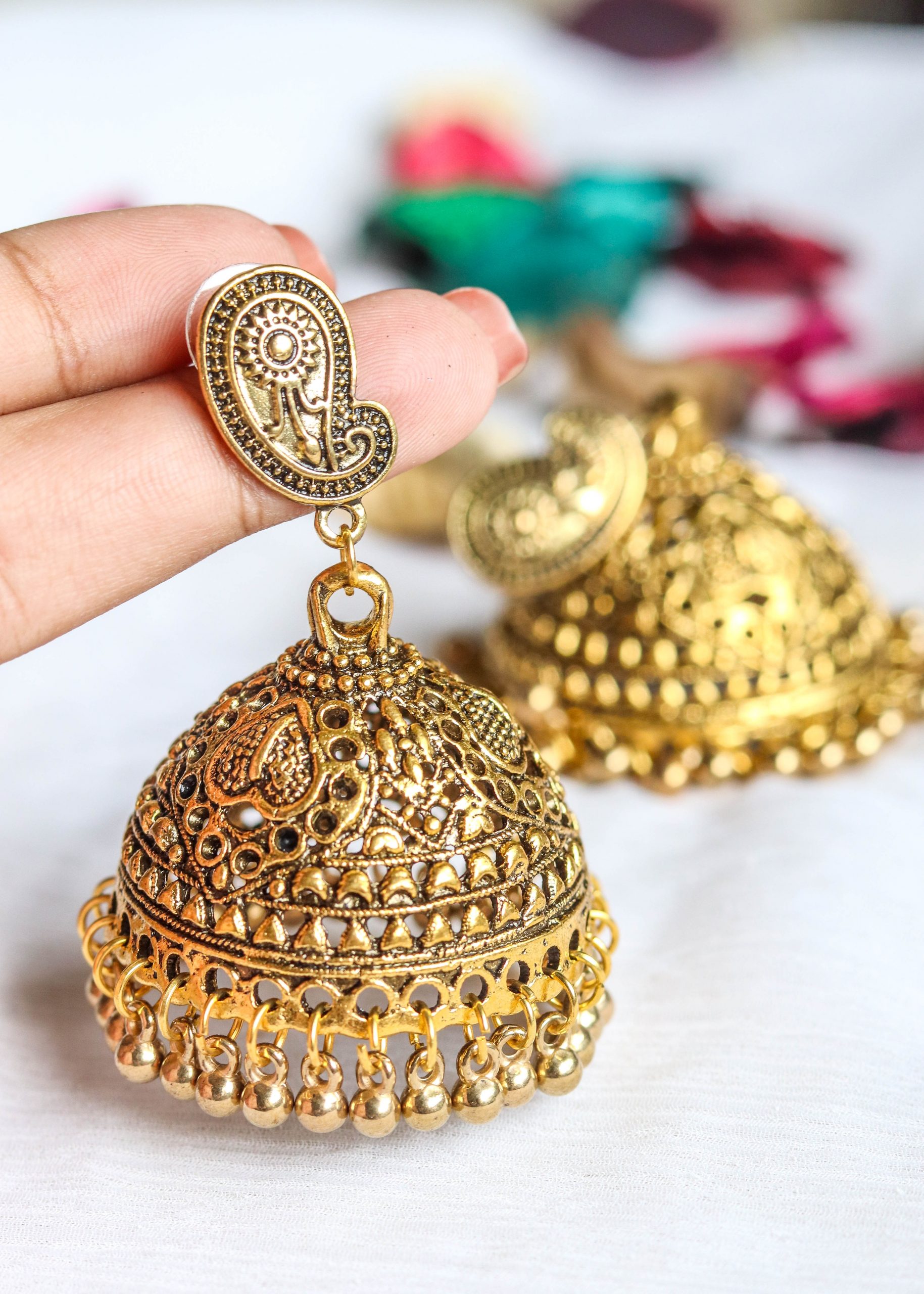 Gold Big Jhumka Earrings