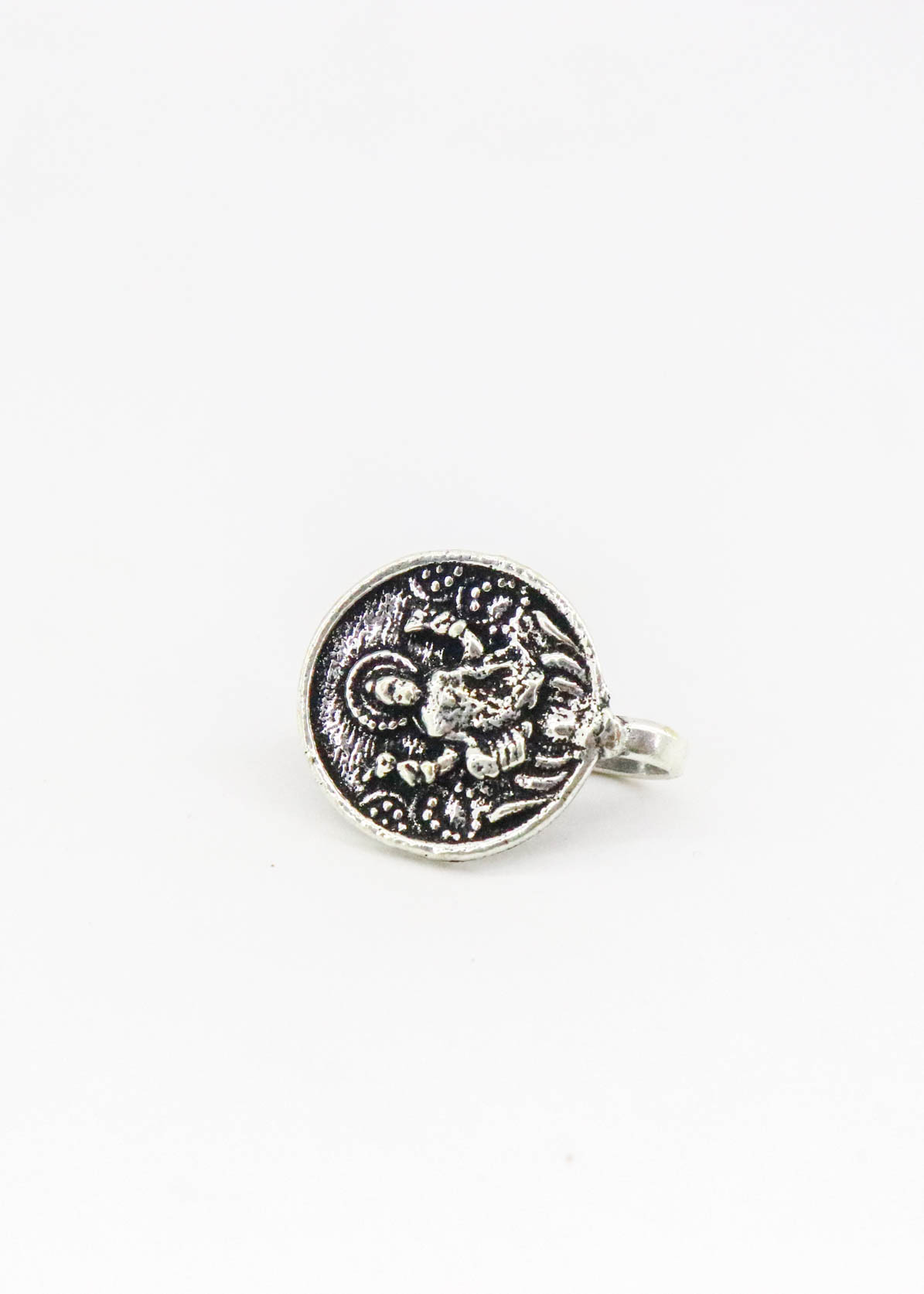 Silver Round Lakshmi Clip On Nosering (Press One)