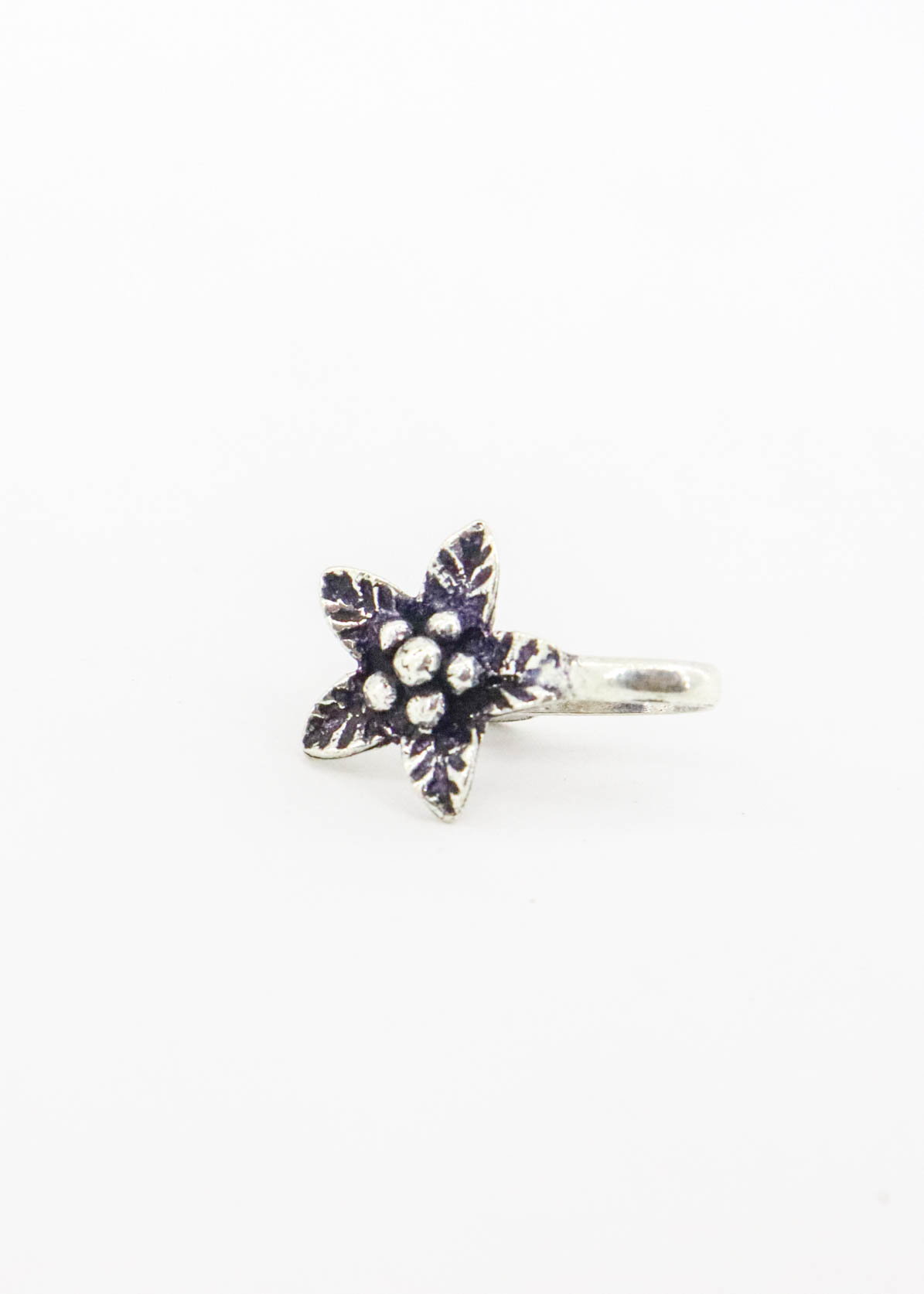 Silver Flower Clip On Nosering (Press One)