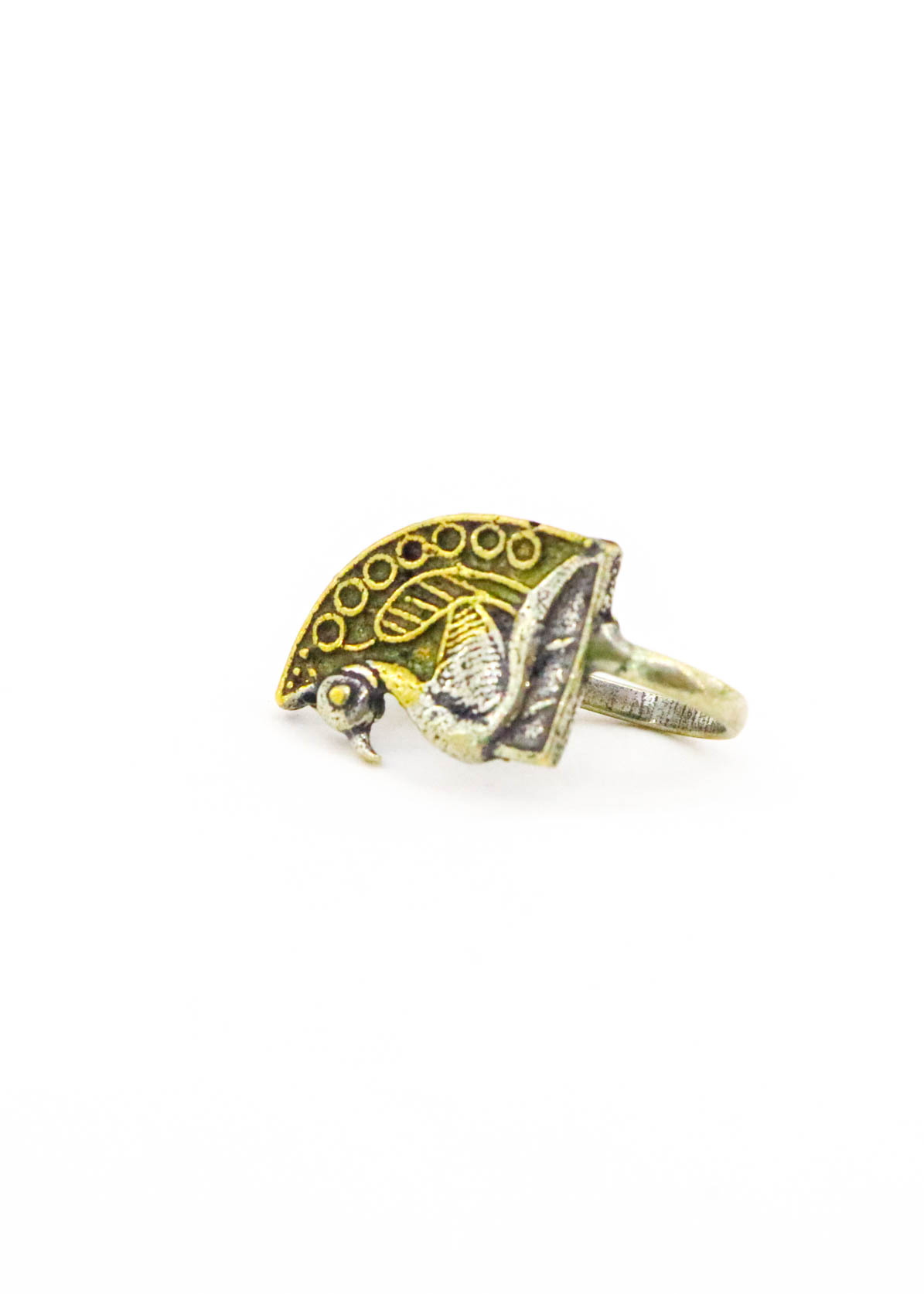Gold & Silver Peacock Clip On Nosering (Press One)