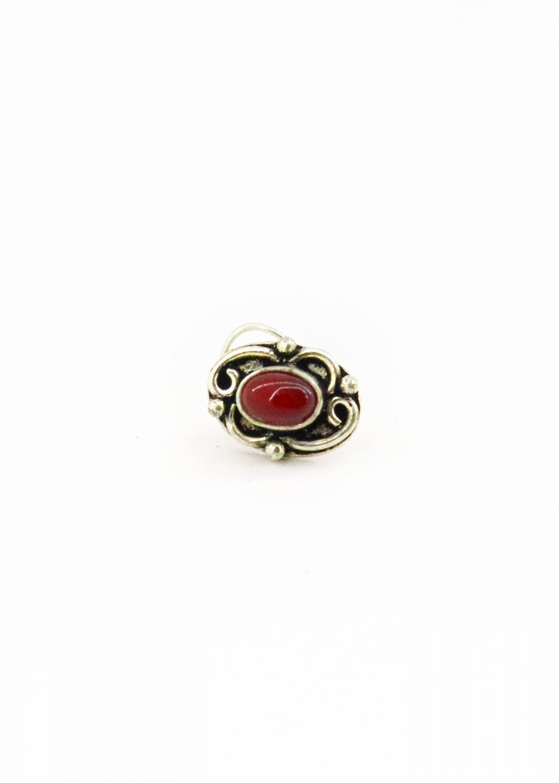 Silver Red Stone Nosering (Pierce)