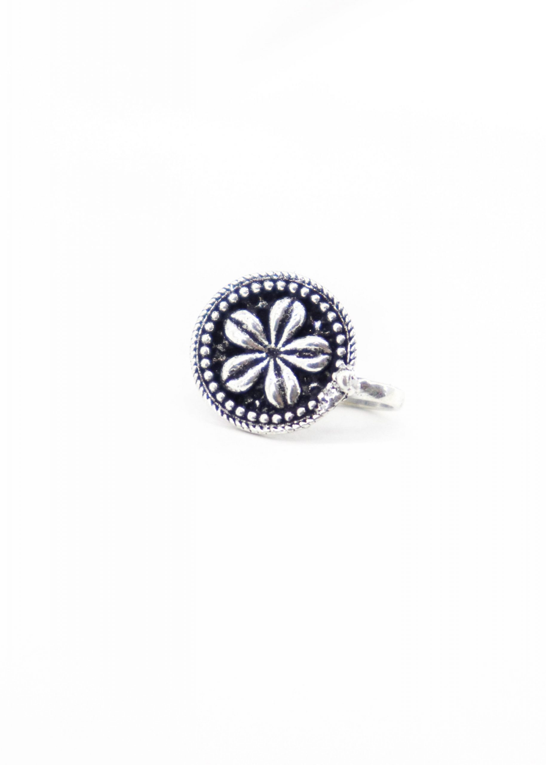 Silver Flower Clip On Nosering (Press One)