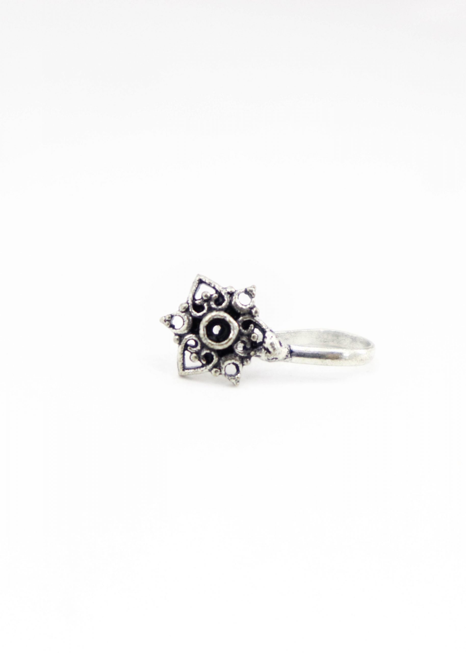 Silver Flower Clip On Nosering (Press One)