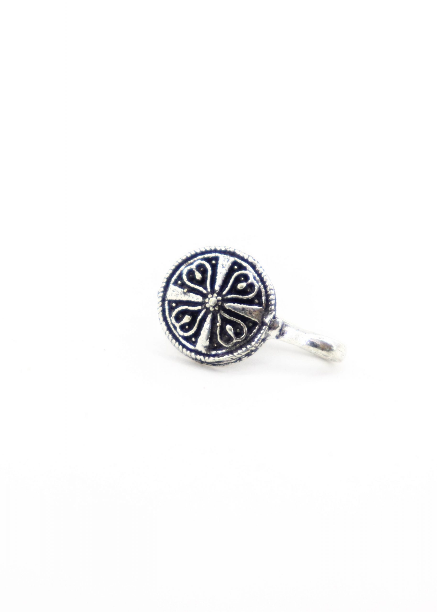 Silver Round Clip On Nosering (Press One)