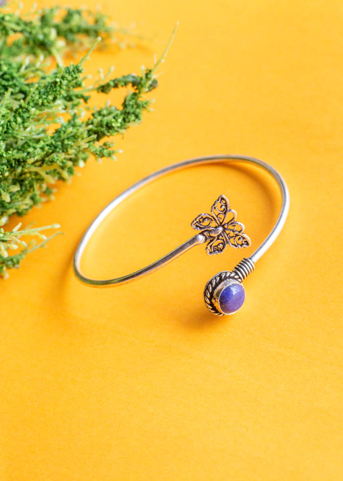 Stone Butterfly Oxidised Bracelet/Kada