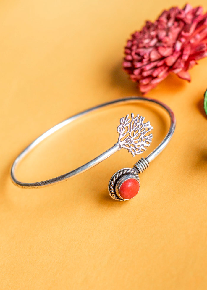 Stone Tree Oxidised Bracelet/Kada