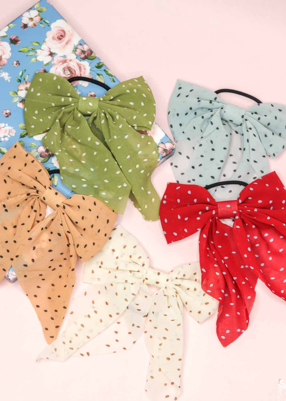 Polka Dots Bow Hair Rubber Band