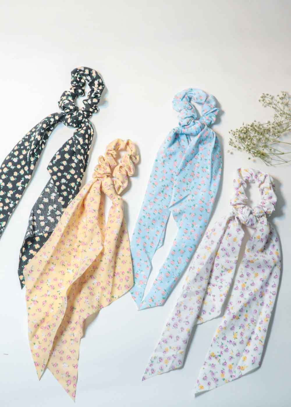 Fish Tail Flower Print Scrunchies