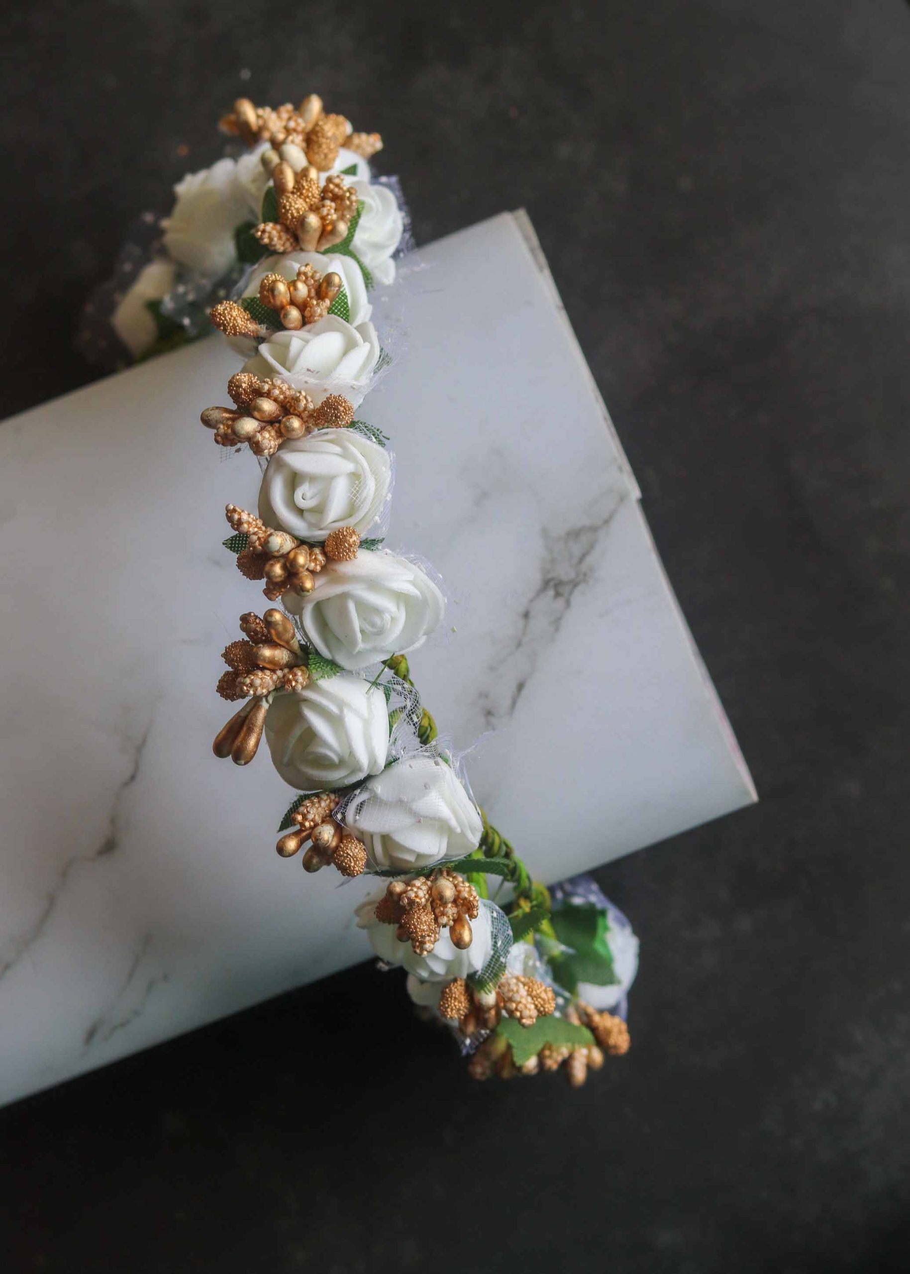 White Rose Flower Gajra/Veni