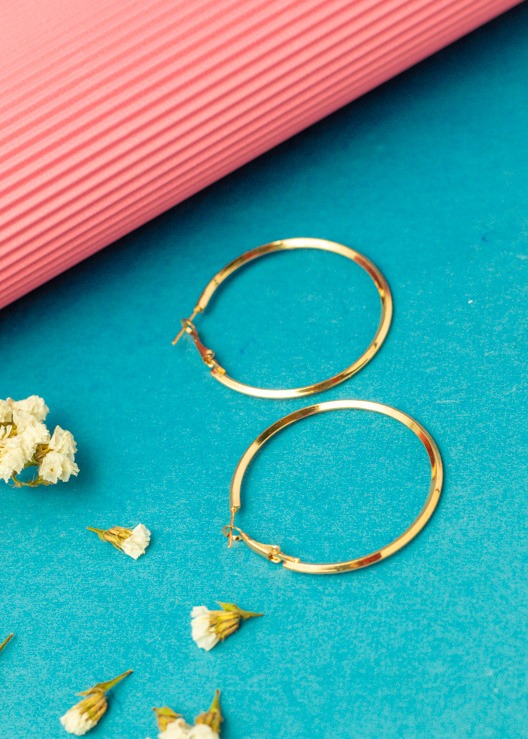 Gold Round Circle Hoop Earrings